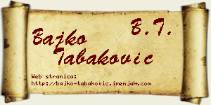 Bajko Tabaković vizit kartica